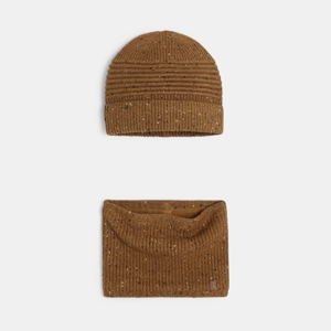 Boy's brown matching beanie + snood 1