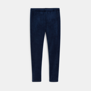 Marineblauwe effen legging van ribstof voor meisjes 1