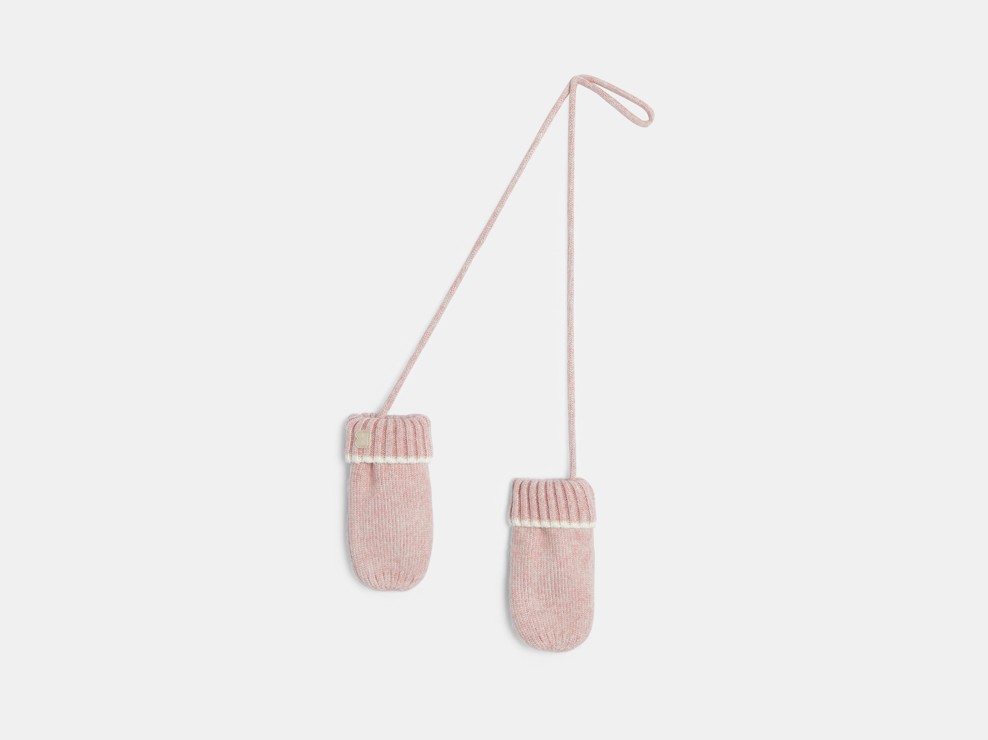 Muffole rosa lavorate a maglia per neonata 1