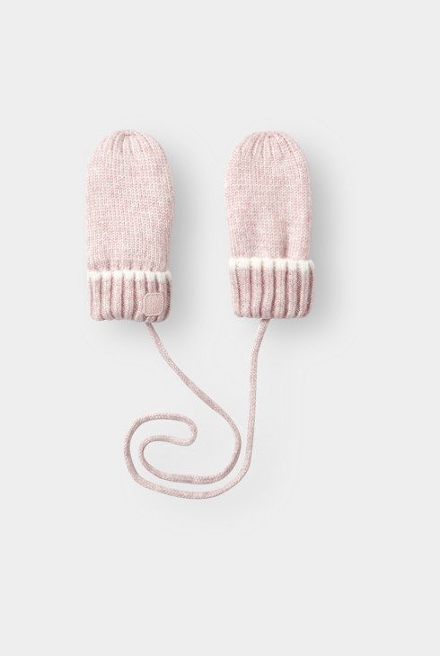 Moufles en maille tricot rose bébé fille 1