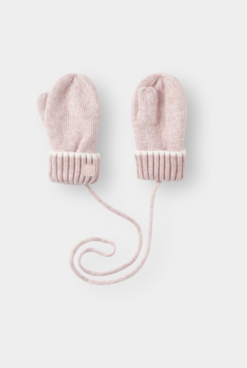 Moufles en maille tricot rose bébé fille 2