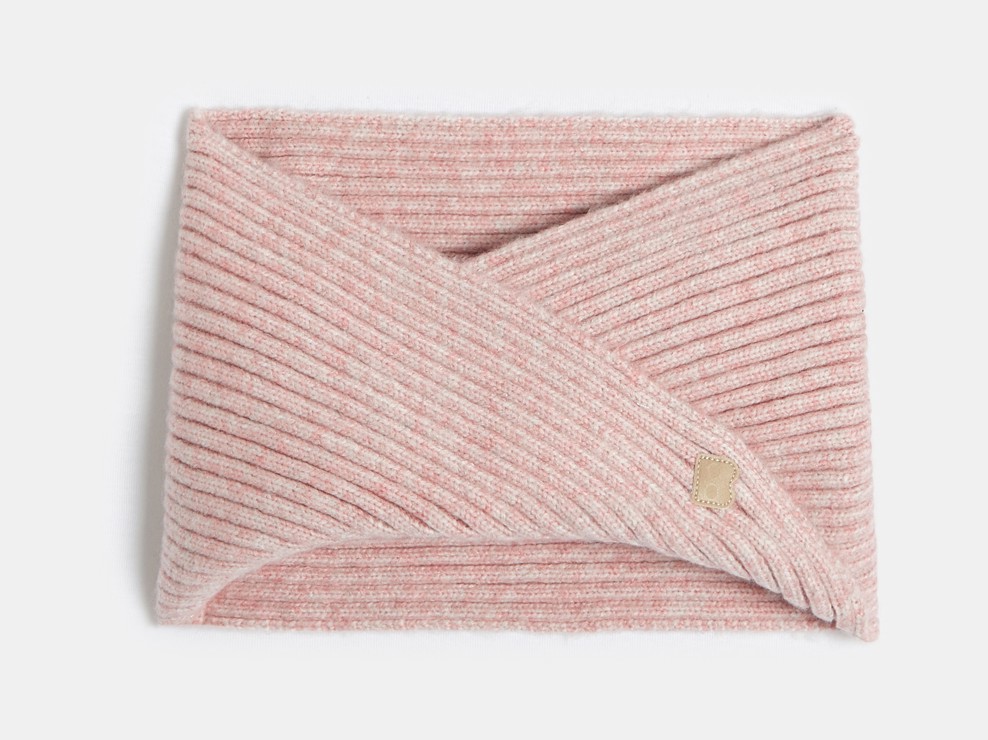 Snood croisé en maille tricot rose bébé fille 1