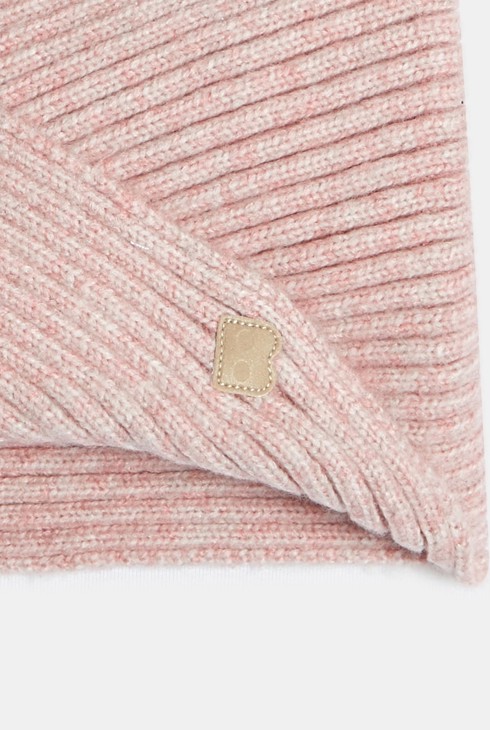 Snood croisé en maille tricot rose bébé fille 2