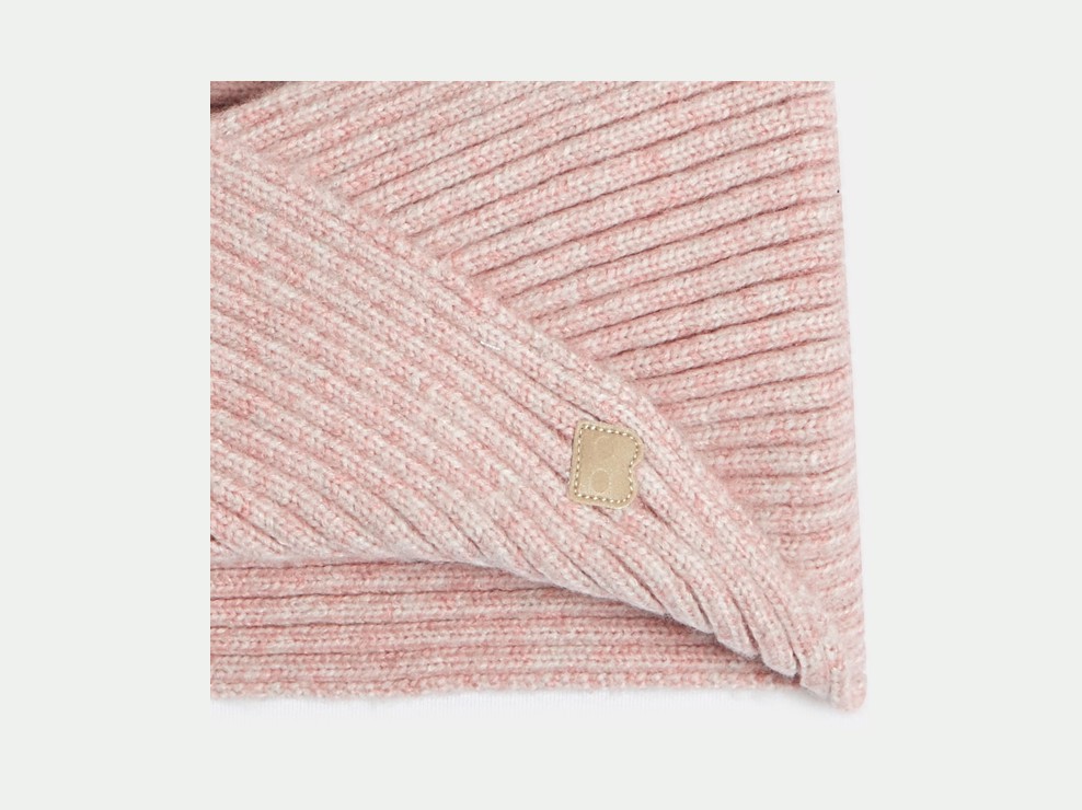 Snood croisé en maille tricot rose bébé fille 2