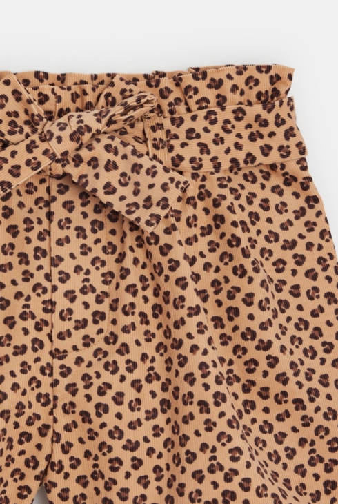 Short en velours imprimé léopard camel Fille