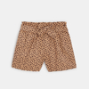 Short en velours imprimé léopard camel Fille