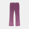 Pantalon flare en velours lisse mauve Fille