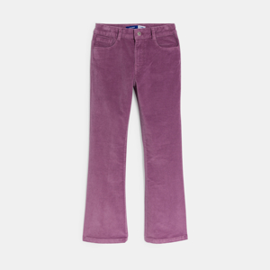 Pantalon flare en velours lisse mauve Fille 1