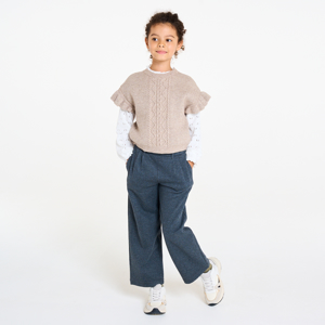 Pantalon large à pinces gris Fille 1