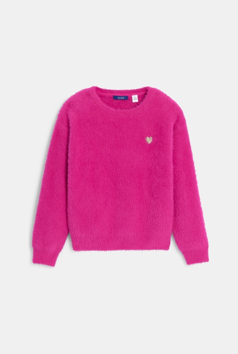 Roze zachte trui met ribbeltextuur voor meisjes