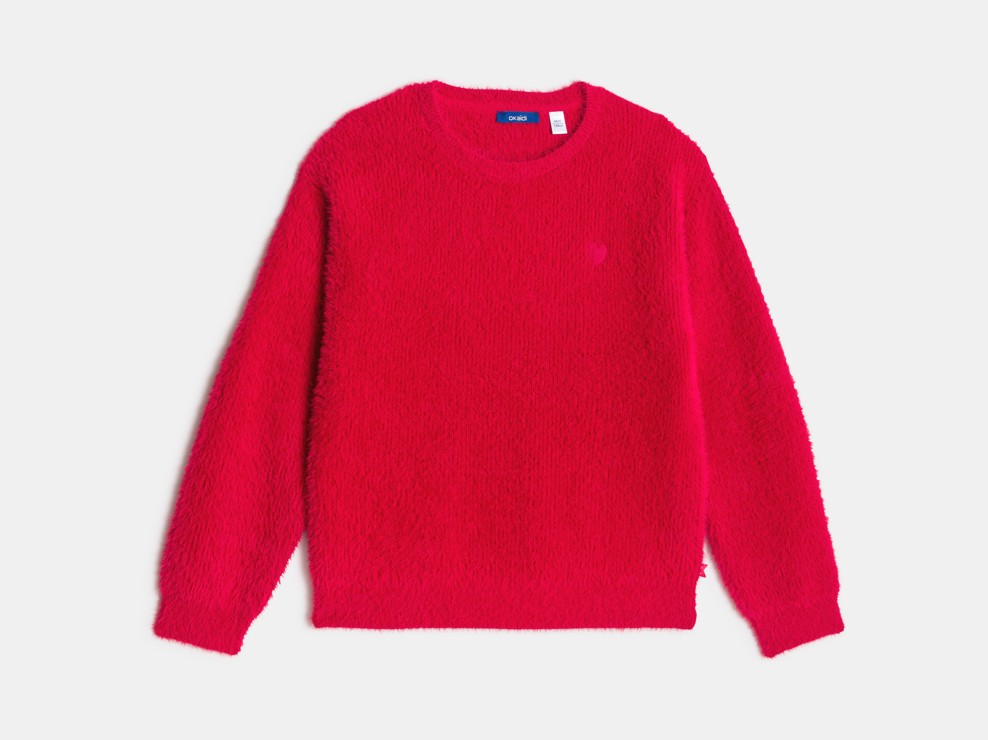 Rode gebreide trui voor meisjes 1