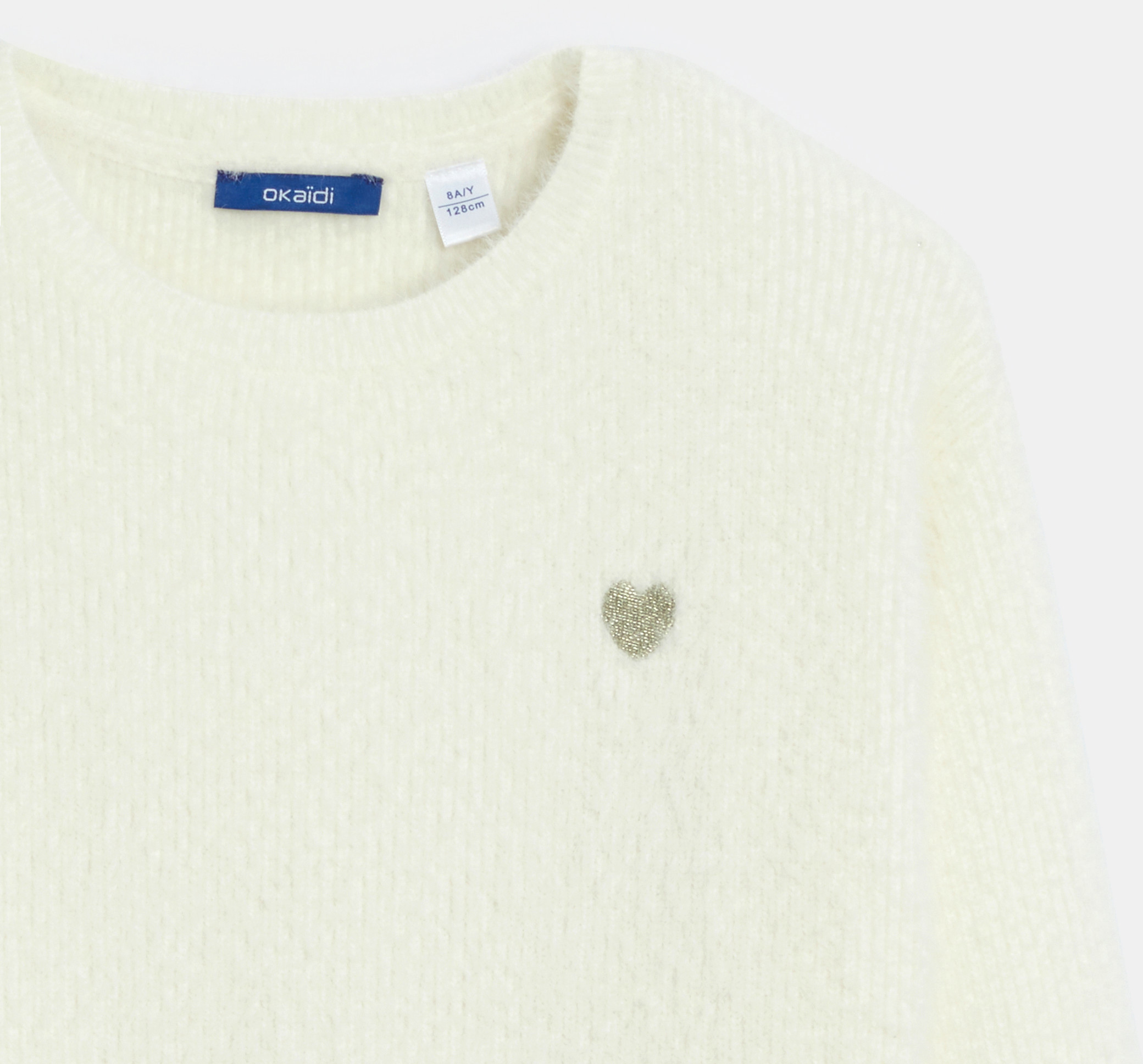 Pull côtelé moelleux écru Fille