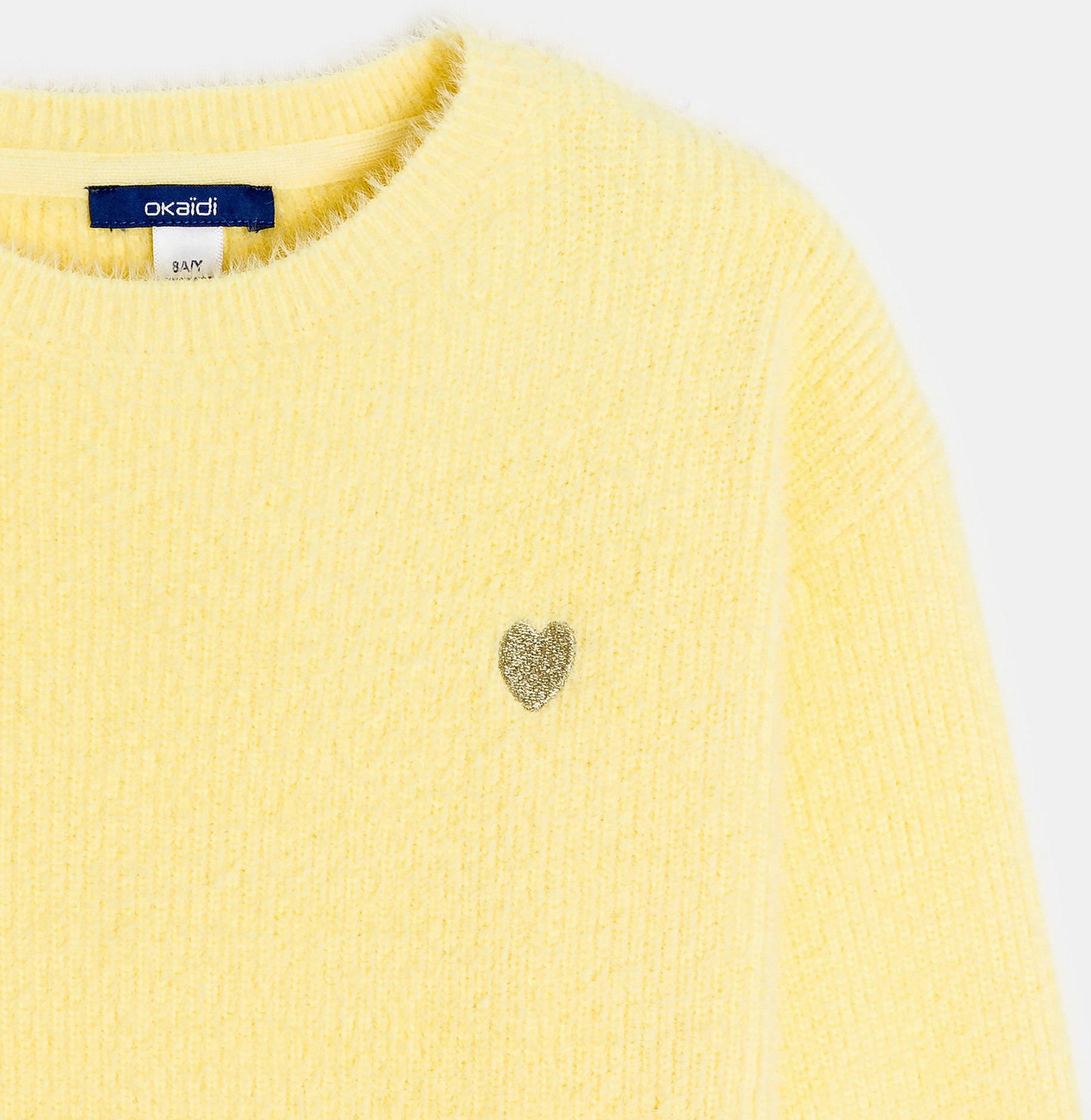 Žuti mekani rebrasti pulover za djevojčice 2