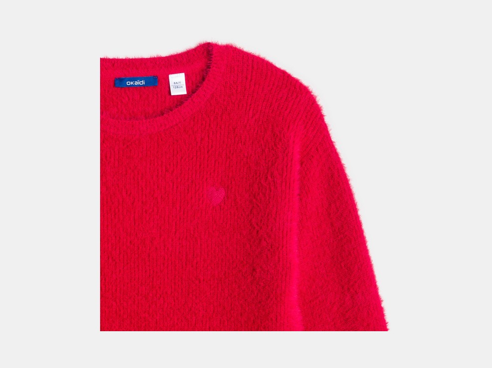 Pull en maille rouge Fille 2
