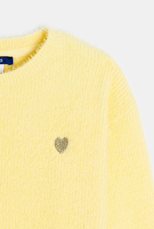Dekliški rebrasti mehek pulover v rumeni barvi 2