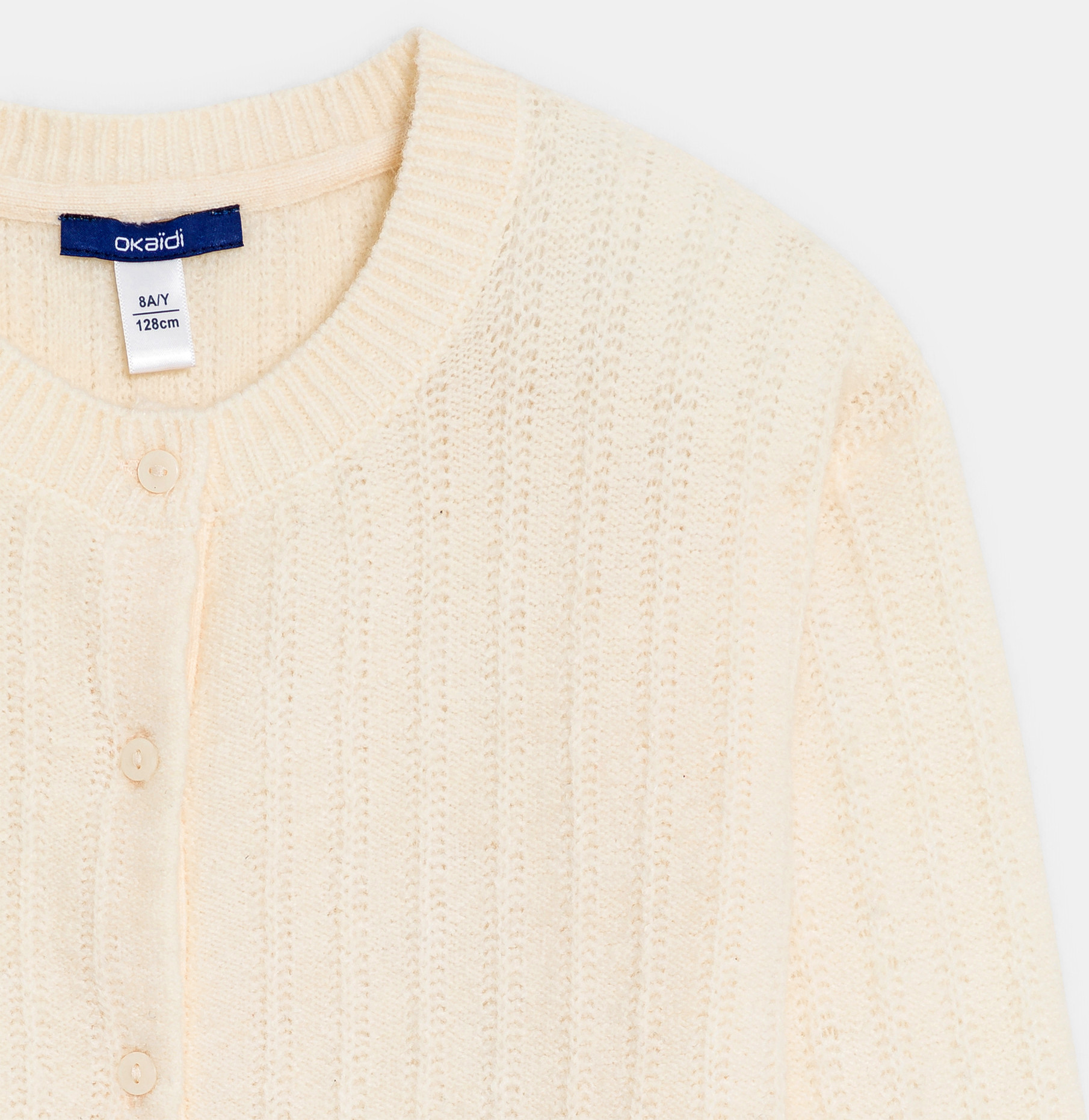 Girl's ecru openwork cardigan 2