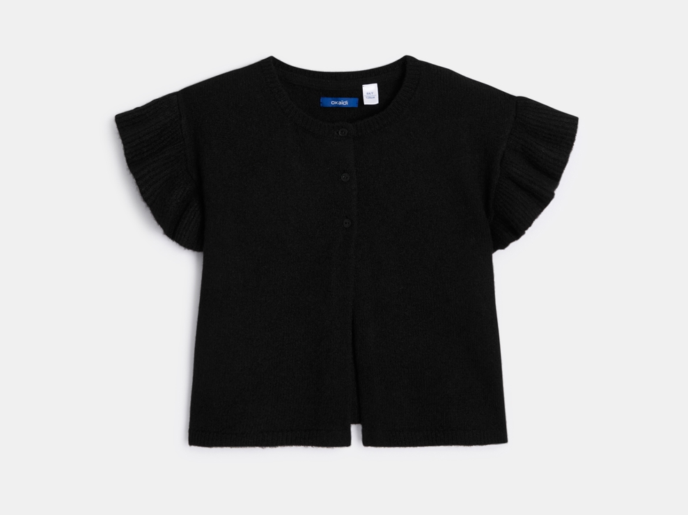 Cardigan nero con maniche a sbuffo per bambina 2