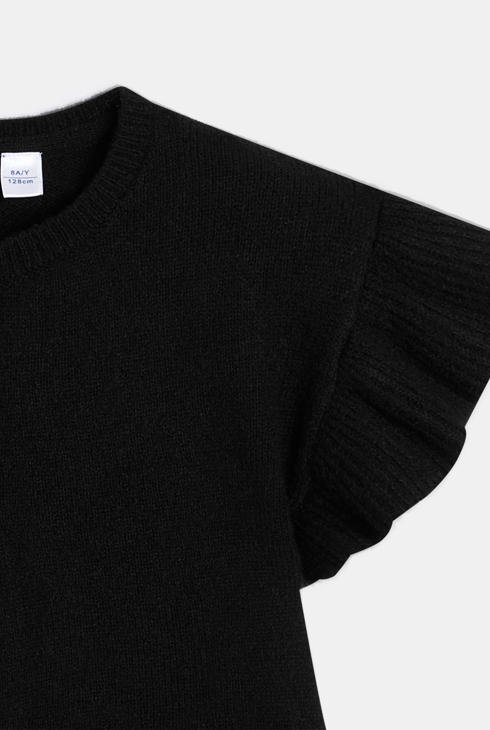 Girl's black cardigan with butterfly sleeves 2