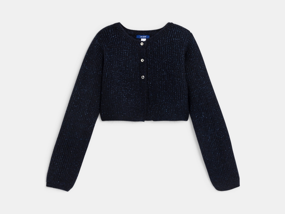 Cardigan corto blu navy bambina 1