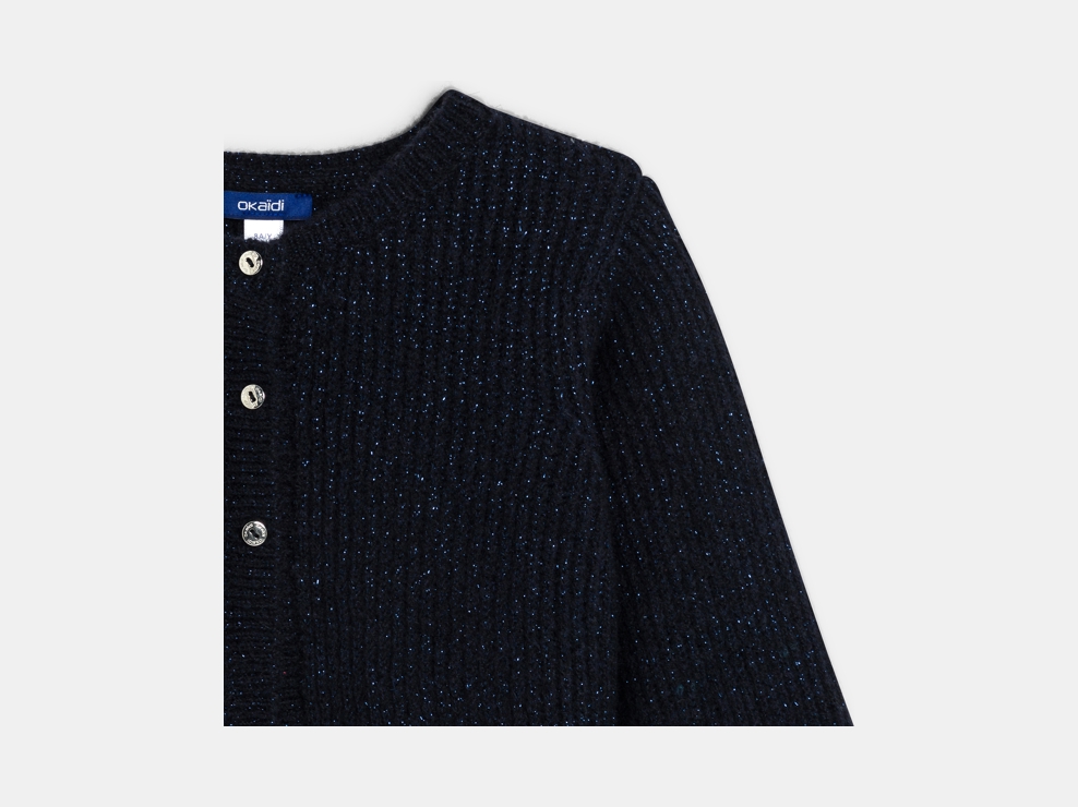 Cardigan corto blu navy bambina 2