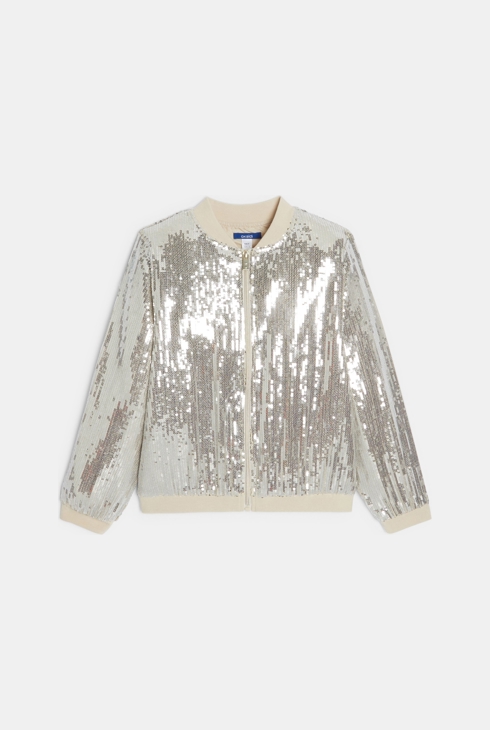 Blouson teddy à paillettes irisées Fille