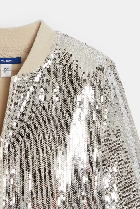 Blouson teddy à paillettes irisées Fille