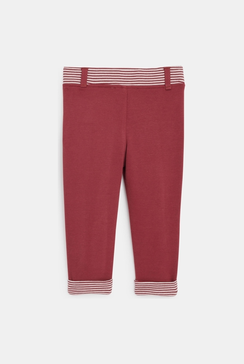 Pantalon souple molleton rayé rouge bébé garçon