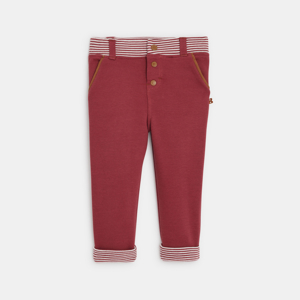 Baby boy's red striped soft fleece trousers 1