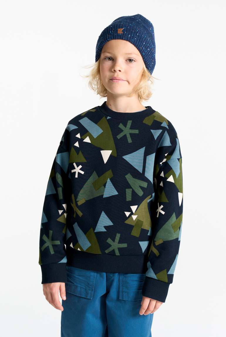 Sweat-shirt imprimé bleu marine Garçon 1