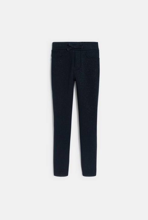 Girl's black Milano jersey glitter jeggings 1