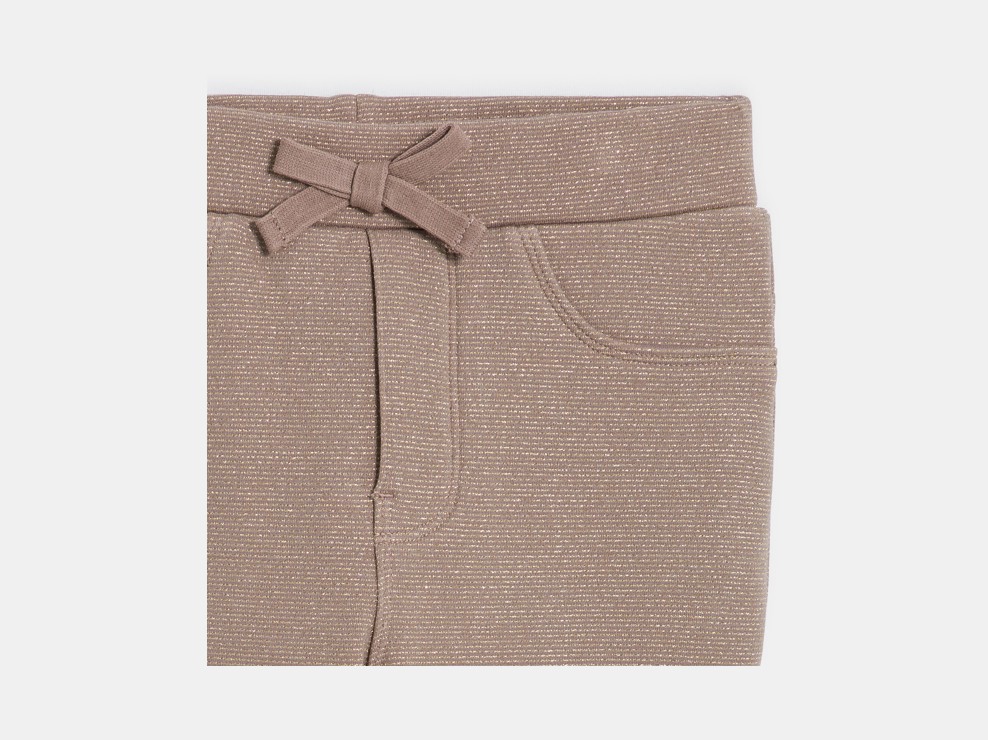Donkerbeige jegging van milano jersey met glitters voor meisjes 2