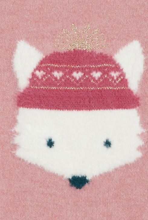 Roze trui met jacquardmotiefje voor meisjes 2