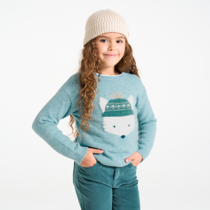 Pullover con motivo jacquard blu bambina 1