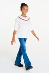 Pull jacquard scandinave écru Fille 5
