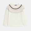 Pull jacquard scandinave écru Fille