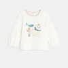 T-shirt manches longues animaux blanc bébé fille