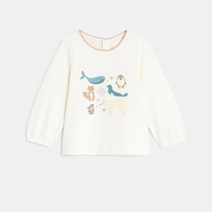 Camiseta de manga larga con animales blanca para bebé niña 1