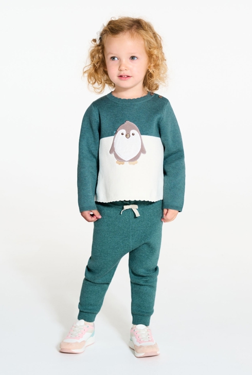 Legging maille tricot bleu bébé fille 1