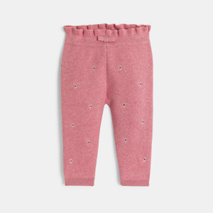 Legging maille tricot rose bébé fille
