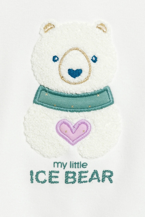 Baby-Sweatshirt mit Kapuze, Sherpa-Futter und gesticktem Bären für Mädchen 2