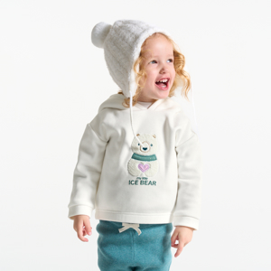 Sweat à capuche doublé sherpa ours brodé bébé fille 1