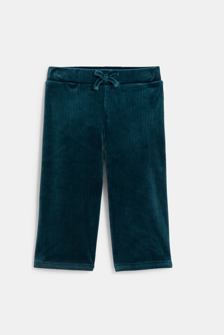Pantalon large velours côtelé bleu bébé fille 1
