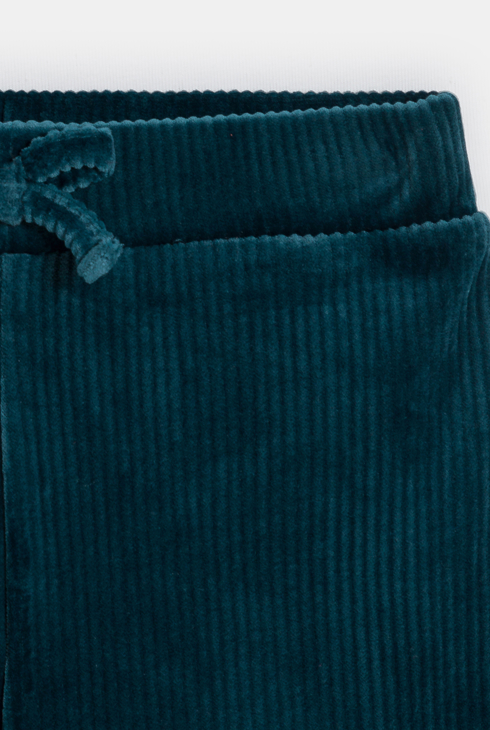 Pantalon large velours côtelé bleu bébé fille