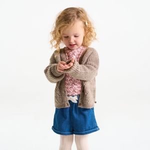 Gilet chaud maille tricot beige bébé fille 1