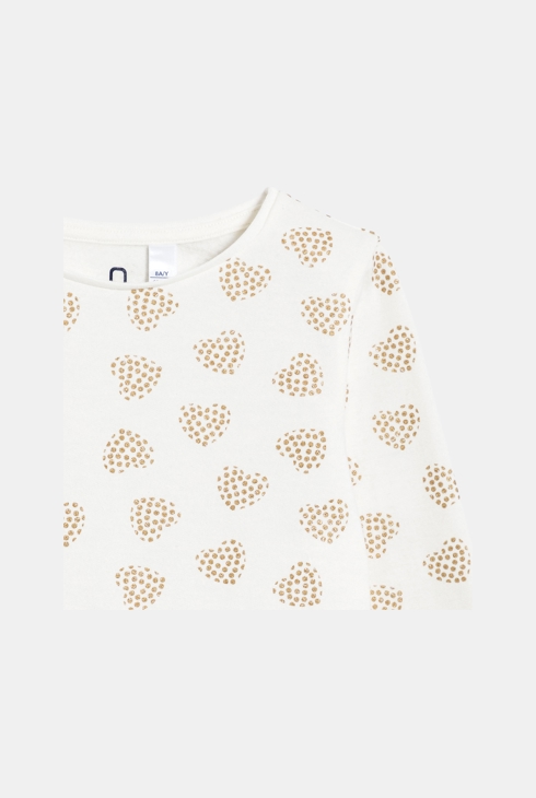 Pyjama 2 pièces motif cœur pailleté blanc Fille
