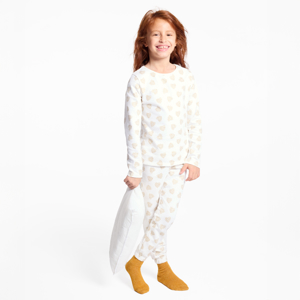 Witte tweedelige pyjama met glanzend hartmotiefje voor meisjes 1