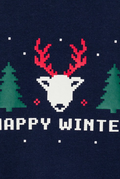 2-teiliger blauer Pyjama mit Wintermotiv für Jungen 2