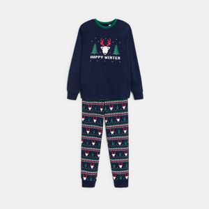 Blauwe tweedelige pyjama met wintermotiefje voor jongens 1