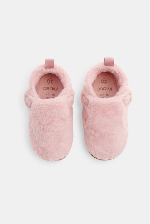 Rosa Hausschuhe aus Kunstfell Baby Mädchen 2