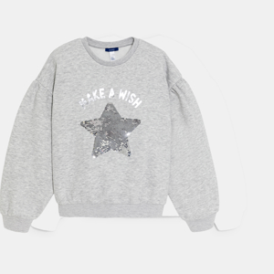 Gemêleerd grijs sweatshirt met magische pailletten voor meisjes 1